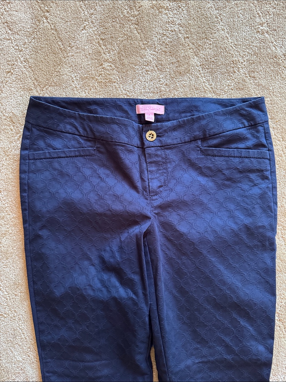 Lilly Pulitzer Navy Jacquard Kelly Ankle Pants